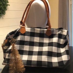 Black/White Buffalo Plaid Overnight bag